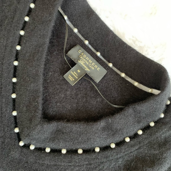 CHARTER CLUB Cashmere Luxury long sleeve Pearlized sweater size Med LNWOT - Picture 3 of 8